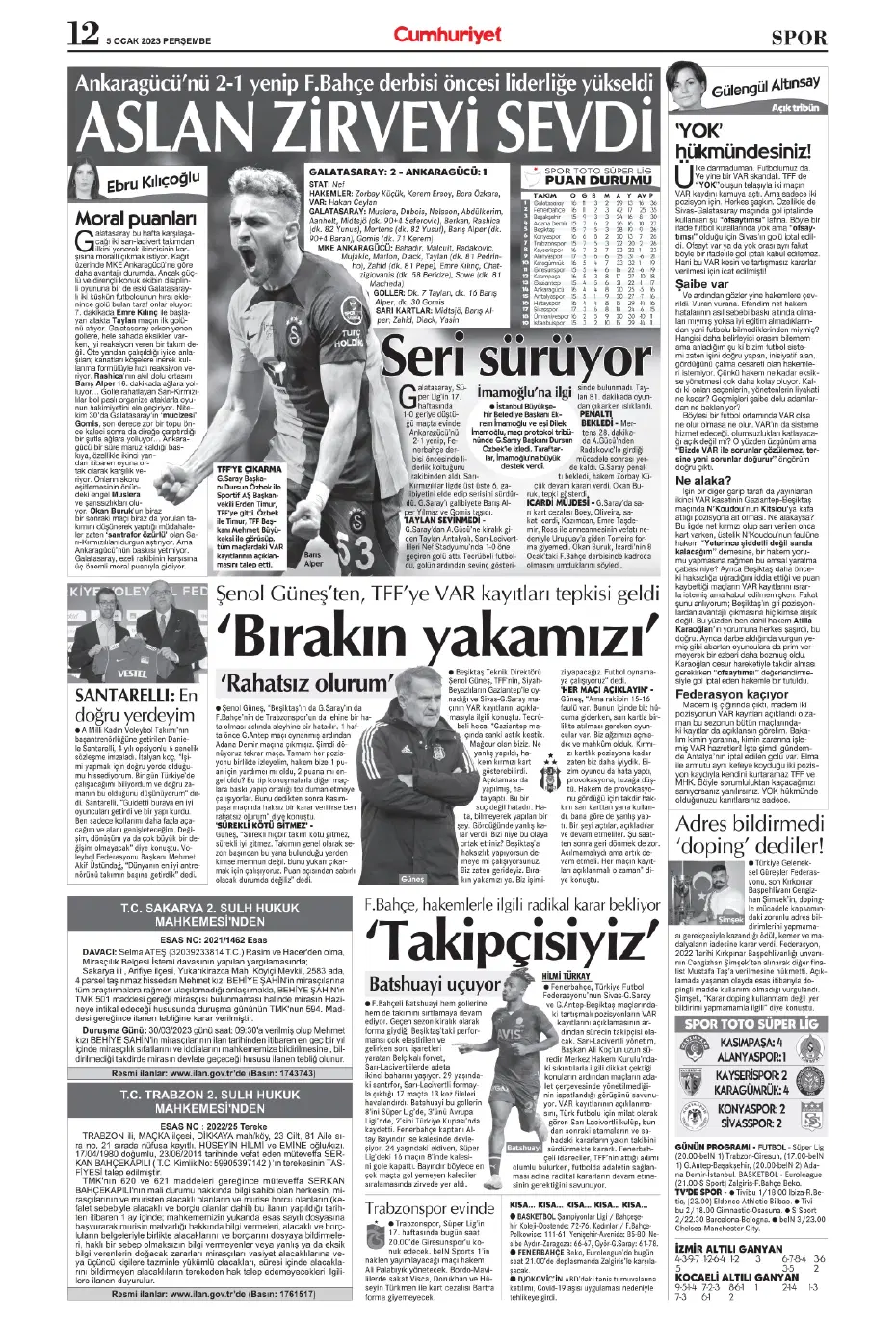 Sporun Manşetleri (5 Ocak 2023) - 3