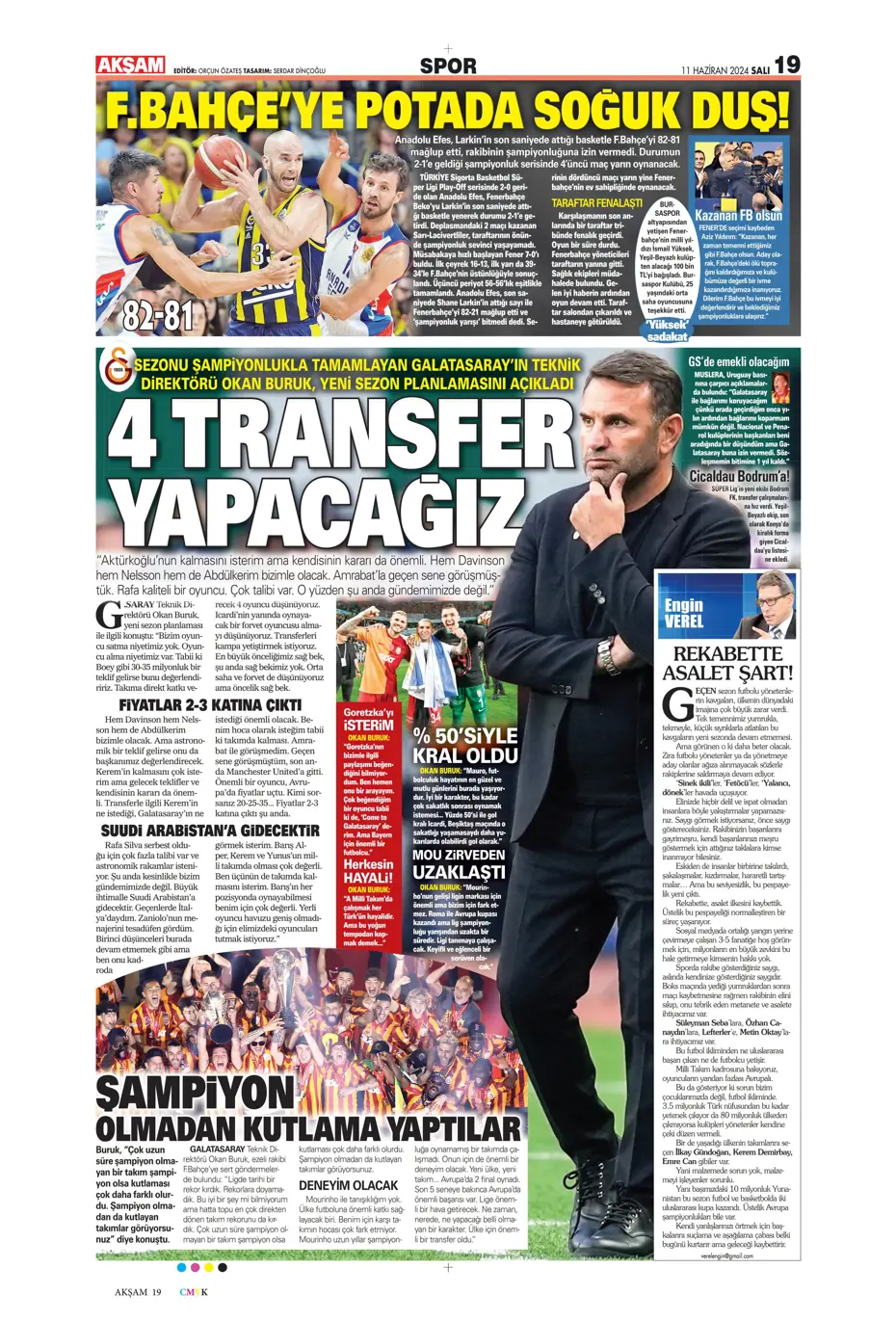 "Fenerbahçe çok ama çok büyük oynuyor'" | Sporun manşetleri (11 Haziran 2024) - 6 "Fenerbahçe çok ama çok büyük oynuyor'" | Sporun manşetleri (11 Haziran 2024) - 6
