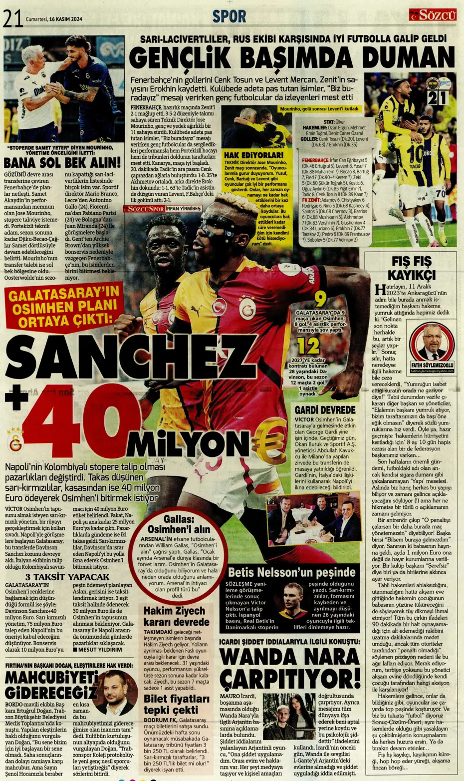 "Jorginho sürprizi" | Sporun manşetleri (16 Kasım 2024) - 23