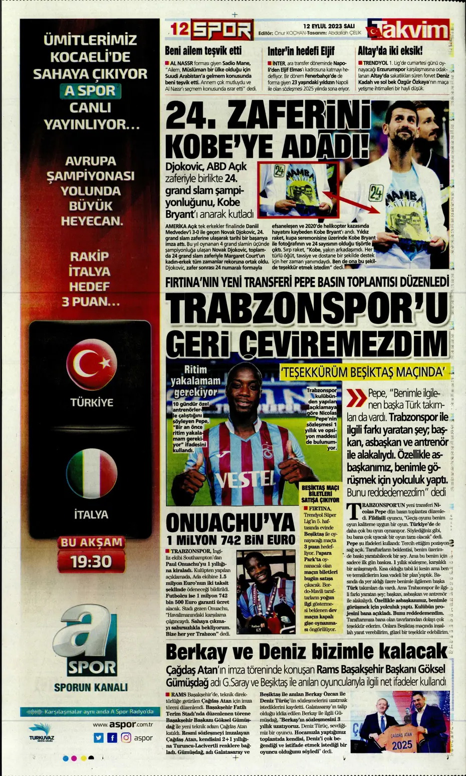 "Kartal'da Lingard sürprizi" | Sporun manşetleri (12 Eylül 2023) - 30