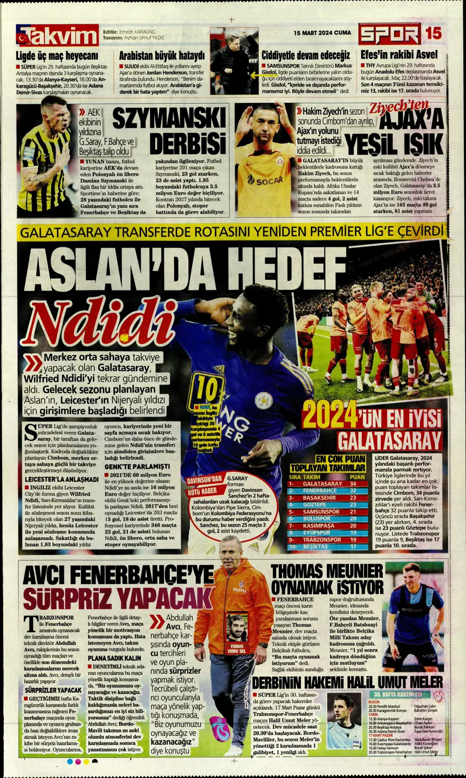 "Atina'ya 4 kaldı" | Sporun manşetleri (15 Mart 2024) - 30 "Atina'ya 4 kaldı" | Sporun manşetleri (15 Mart 2024) - 30