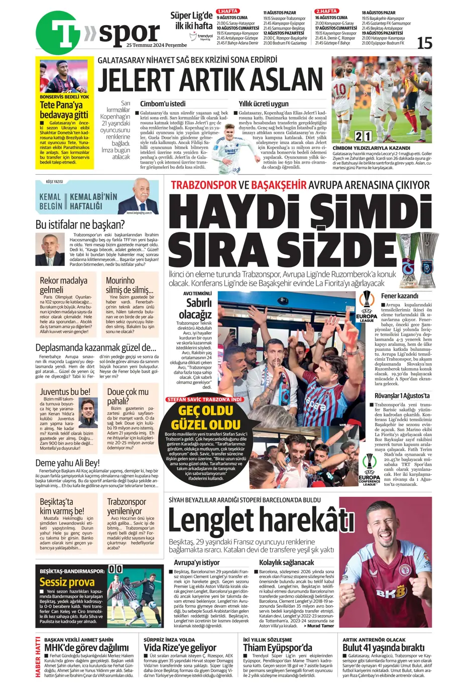 "Fenerbahçe'de sıra geldi orta saha transferine" | Sporun manşetleri - 35 "Fenerbahçe'de sıra geldi orta saha transferine" | Sporun manşetleri - 35