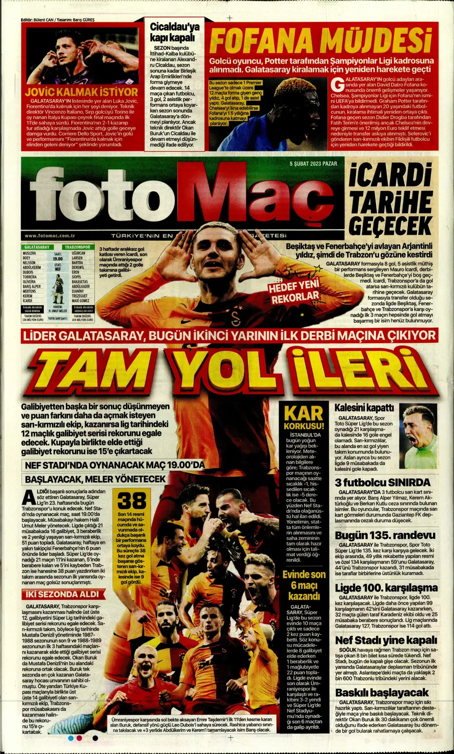 Sporun Manşetleri (5 Şubat 2023) - 19