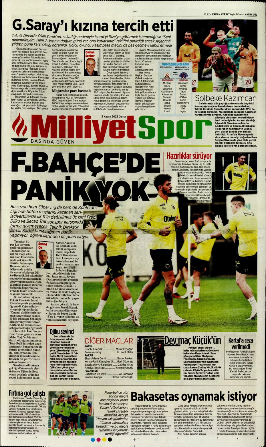 "Chelsea'nin sol beki Aslan'a" | Sporun manşetleri (3 Kasım 2023) - 14