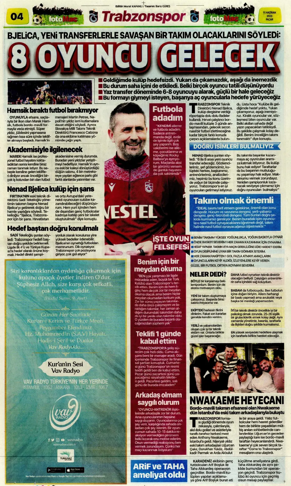 "F.Bahçe'ye veda etti" | Sporun manşetleri (11 Haziran 2023) - 9