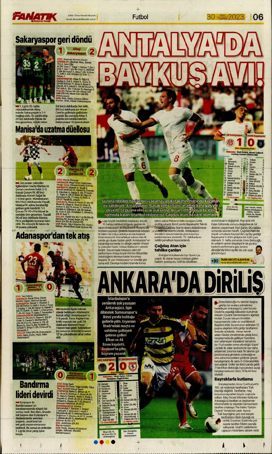 "Fenerbahçe kasırgası" | Sporun manşetleri (30 Ekim 2023) - 7