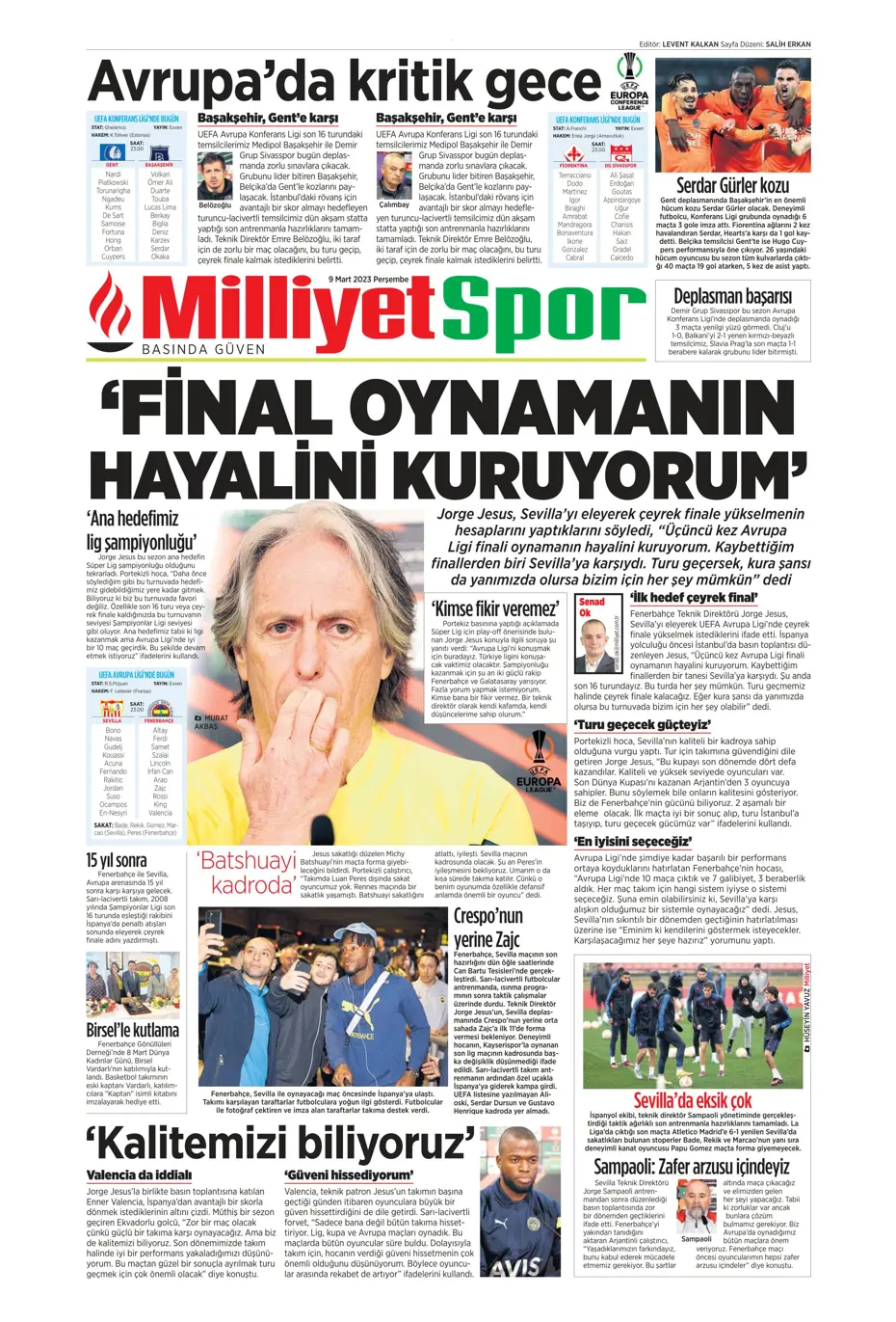 "Avrupa'yı fethedelim" - Sporun manşetleri - 24