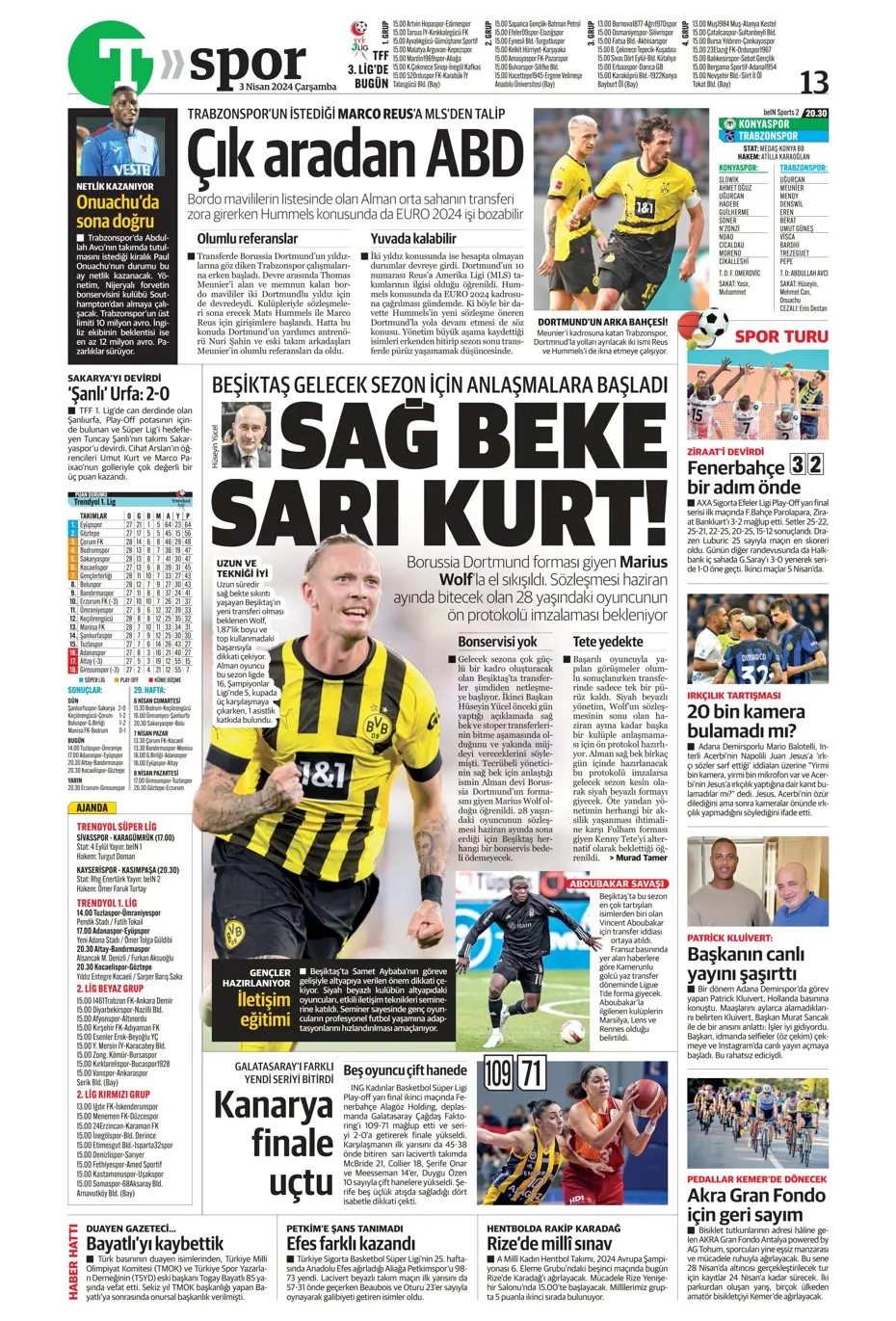 "Lige devam, kupa askıda" | Sporun manşetleri (3 Nisan 2024) - 18