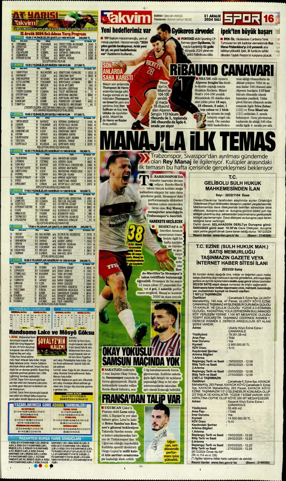 "Sergen Yalçın'la ilk görüşme" | Sporun manşetleri - 29