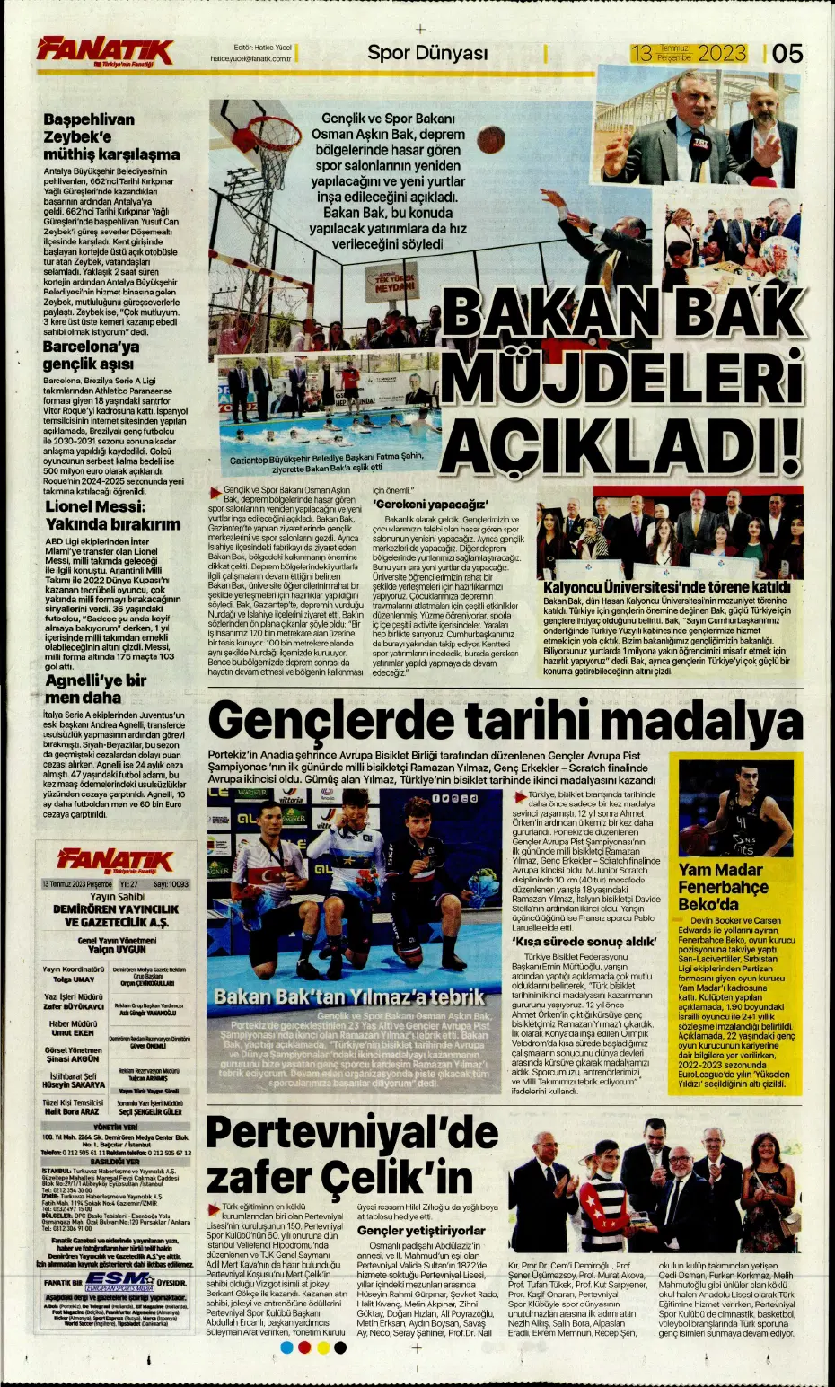 "Aslan Thiago" | Sporun manşetleri (13 Temmuz 2023) - 7