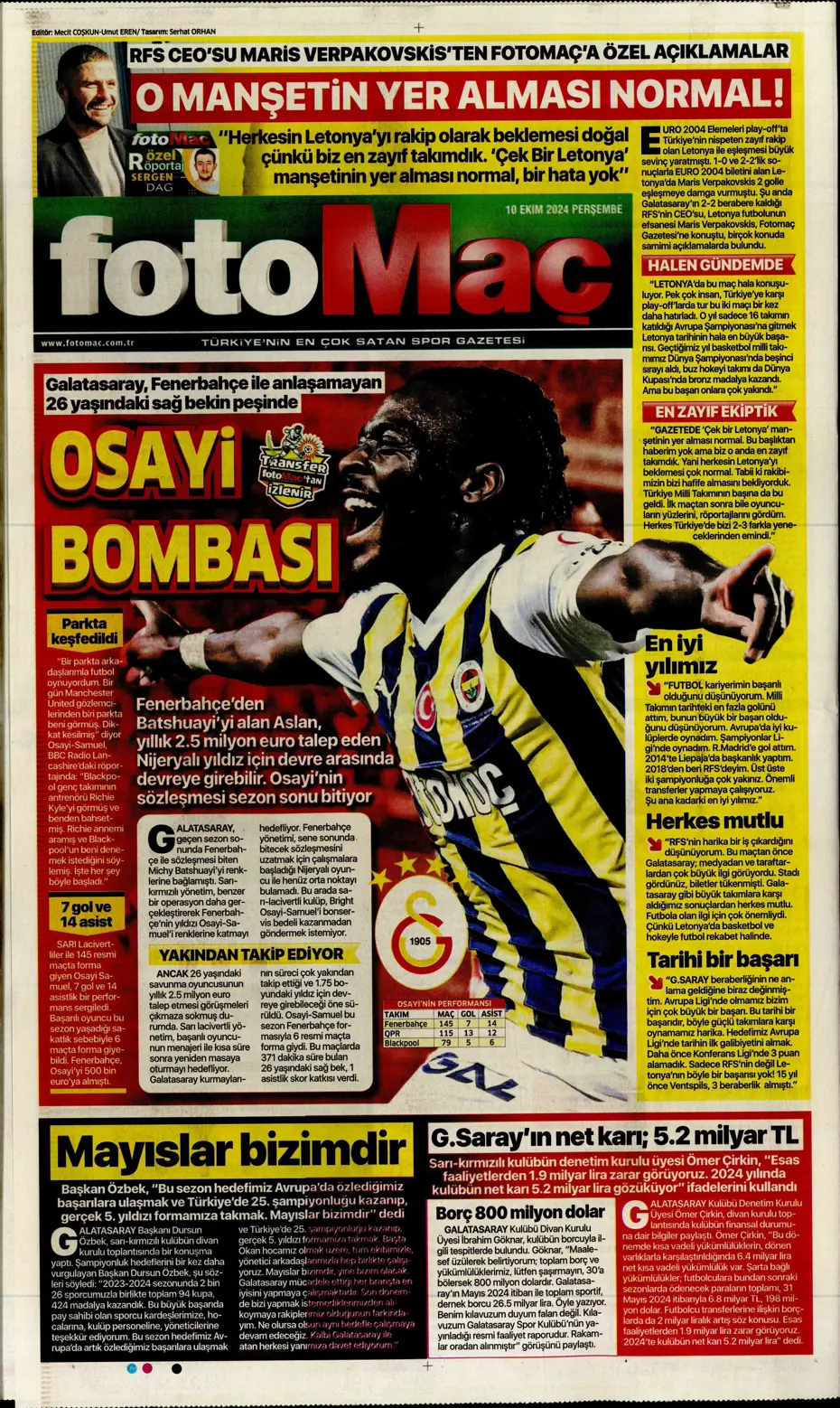 "Dybala bombası" | Sporun manşetleri (10 Ekim 2024) - 16