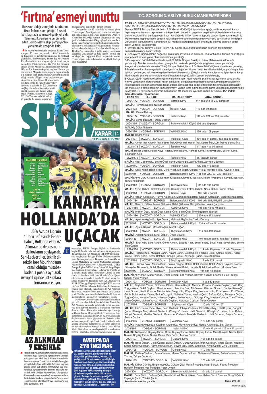"Fenerbahçe'den Boca Juniors'a rest" | Sporun manşetleri (7 Kasım 2024) - 15