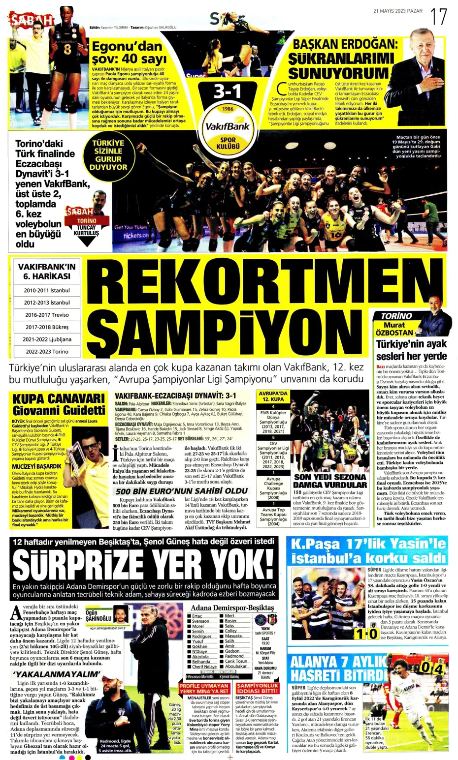 "Mauro Icardi ile 23. şampiyonluğa" Günün spor manşetleri (21 Mayıs 2023) - 21 "Mauro Icardi ile 23. şampiyonluğa" Günün spor manşetleri (21 Mayıs 2023) - 21