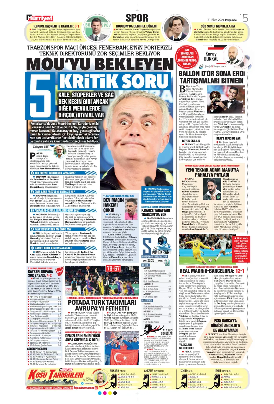 "Aslan'da Rosier harekatı" | Sporun manşetleri (31 Ekim 2024) - 23