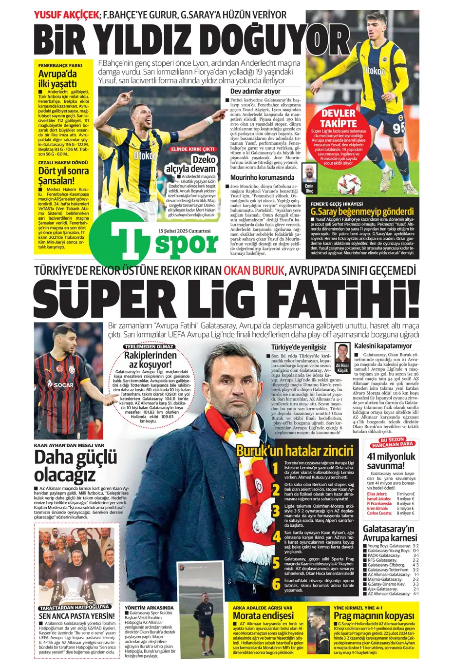 "Cimbom'da OHAL ilanı" | Sporun manşetleri (15 Şubat 2025) - 39