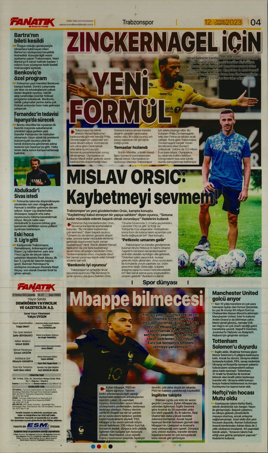 "Icardi'nin yanına 4 dev transfer daha" | Sporun manşetleri (12 Temmuz 2023) - 7