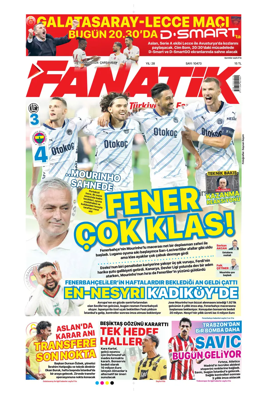 "Bu Fener'e dikkat edin" | Sporun manşetleri (24 Temmuz 2024) - 5 "Bu Fener'e dikkat edin" | Sporun manşetleri (24 Temmuz 2024) - 5