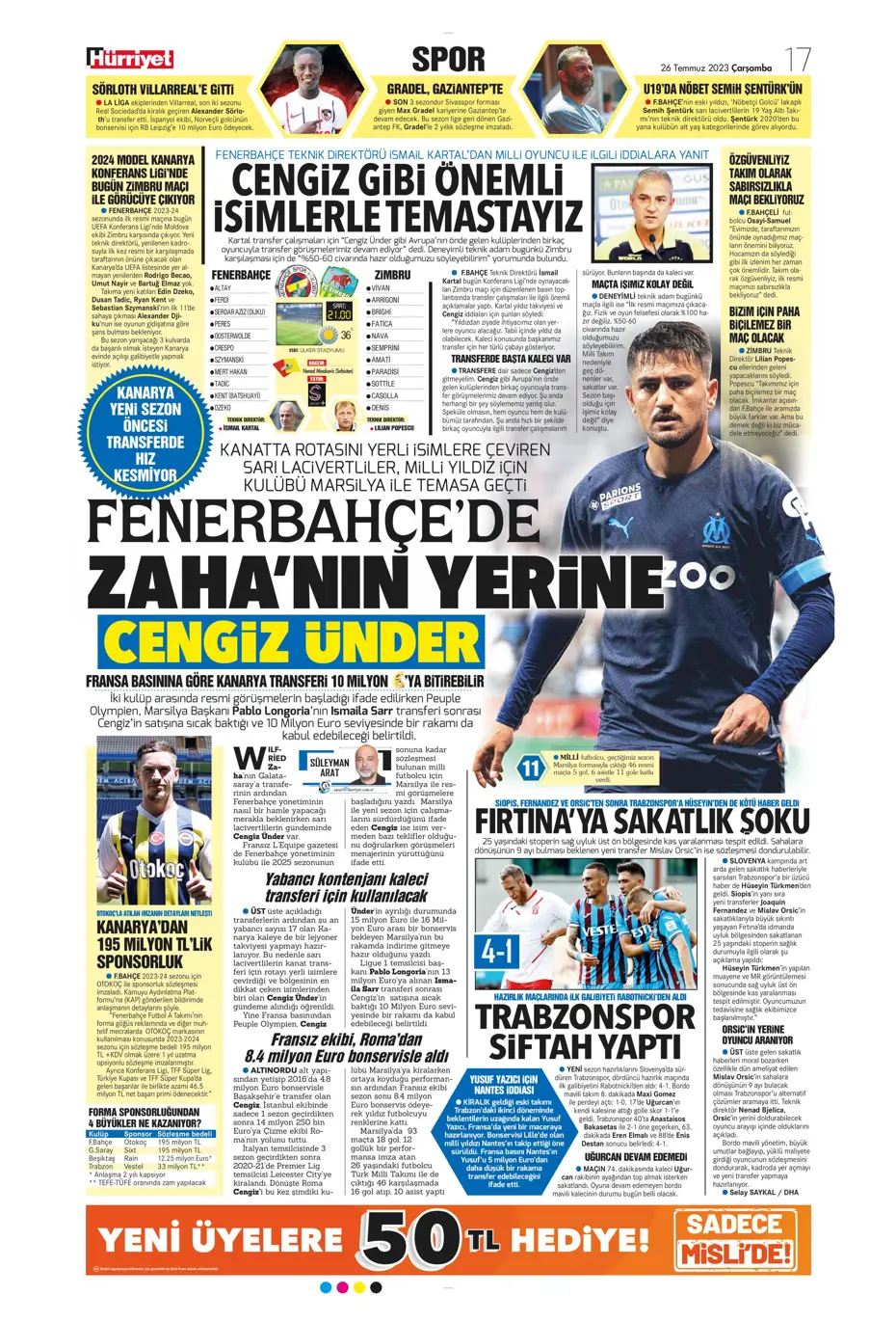 "Beşiktaş'ın istediği Rebic Fenerbahçe'ye" | Sporun manşetleri (26 Temmuz 2023) - 19