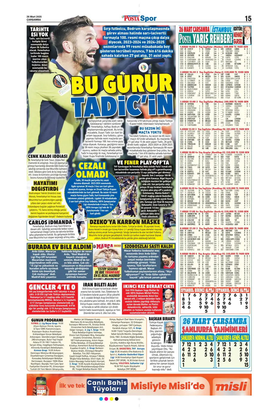 "Kaleye Alisson, orta sahaya İlkay" | Sporun manşetleri - 25