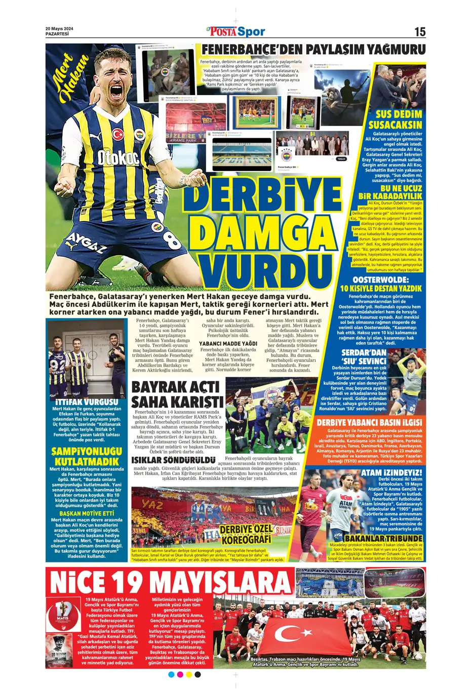 "F.Bahçe G.Saray'a bayramı zehir etti" | Sporun manşetleri (20 Mayıs 2024) - 16