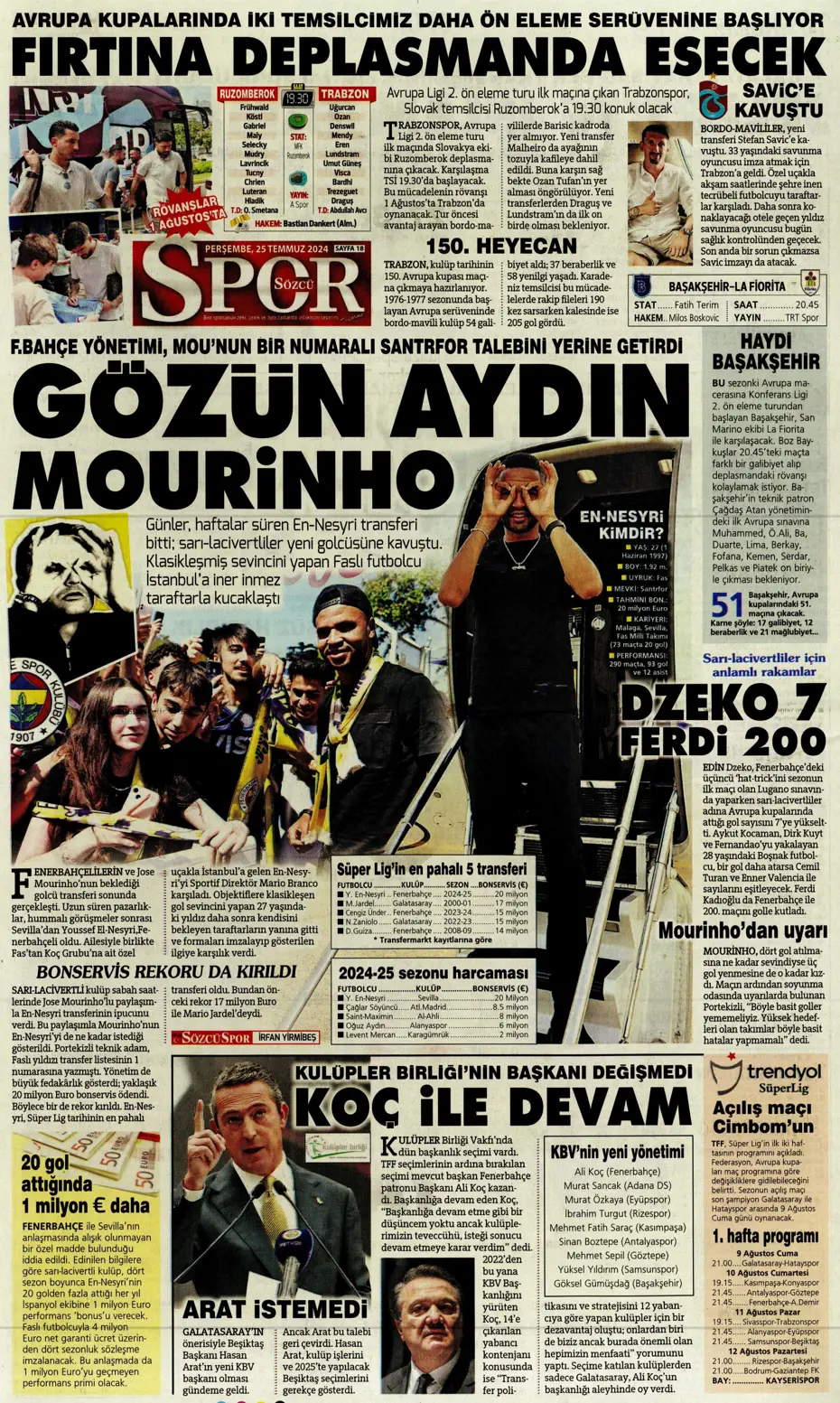 "Fenerbahçe'de sıra geldi orta saha transferine" | Sporun manşetleri - 27 "Fenerbahçe'de sıra geldi orta saha transferine" | Sporun manşetleri - 27