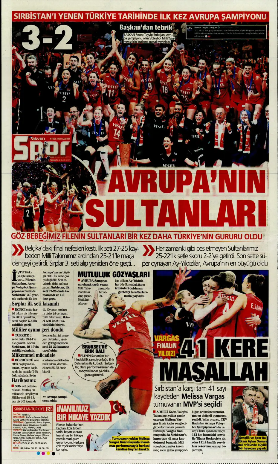 "100'ümüzün akı Türk kadını" | Sporun manşetleri (4 Eylül 2023) - 33