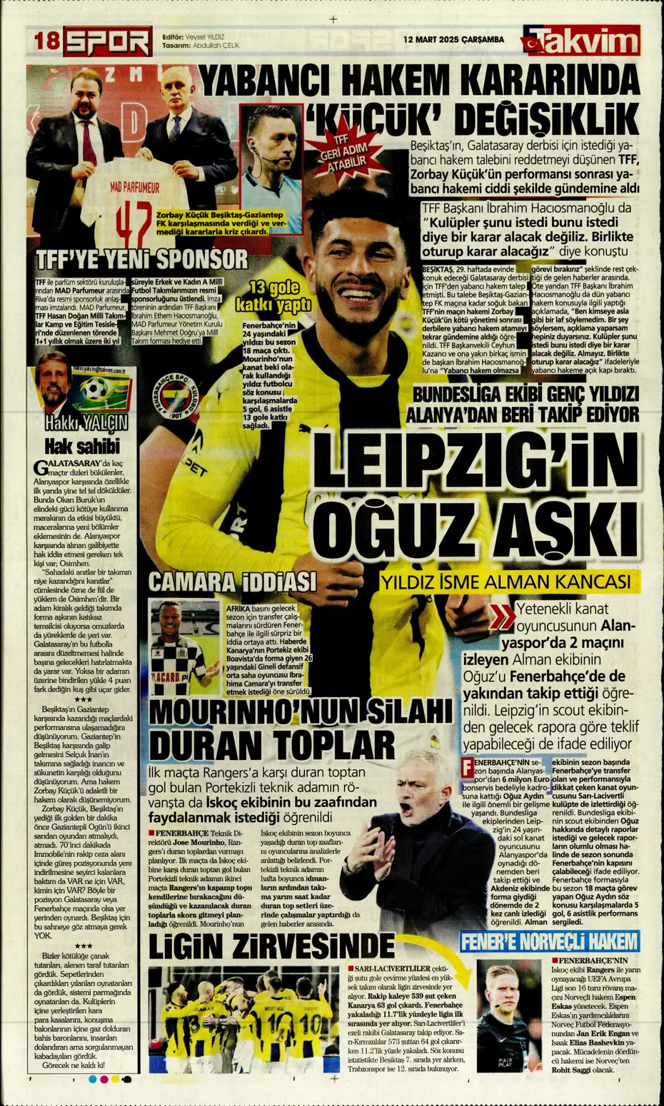 "Mourinho'nun Rangers stratejisi" | Sporun manşetleri - 26