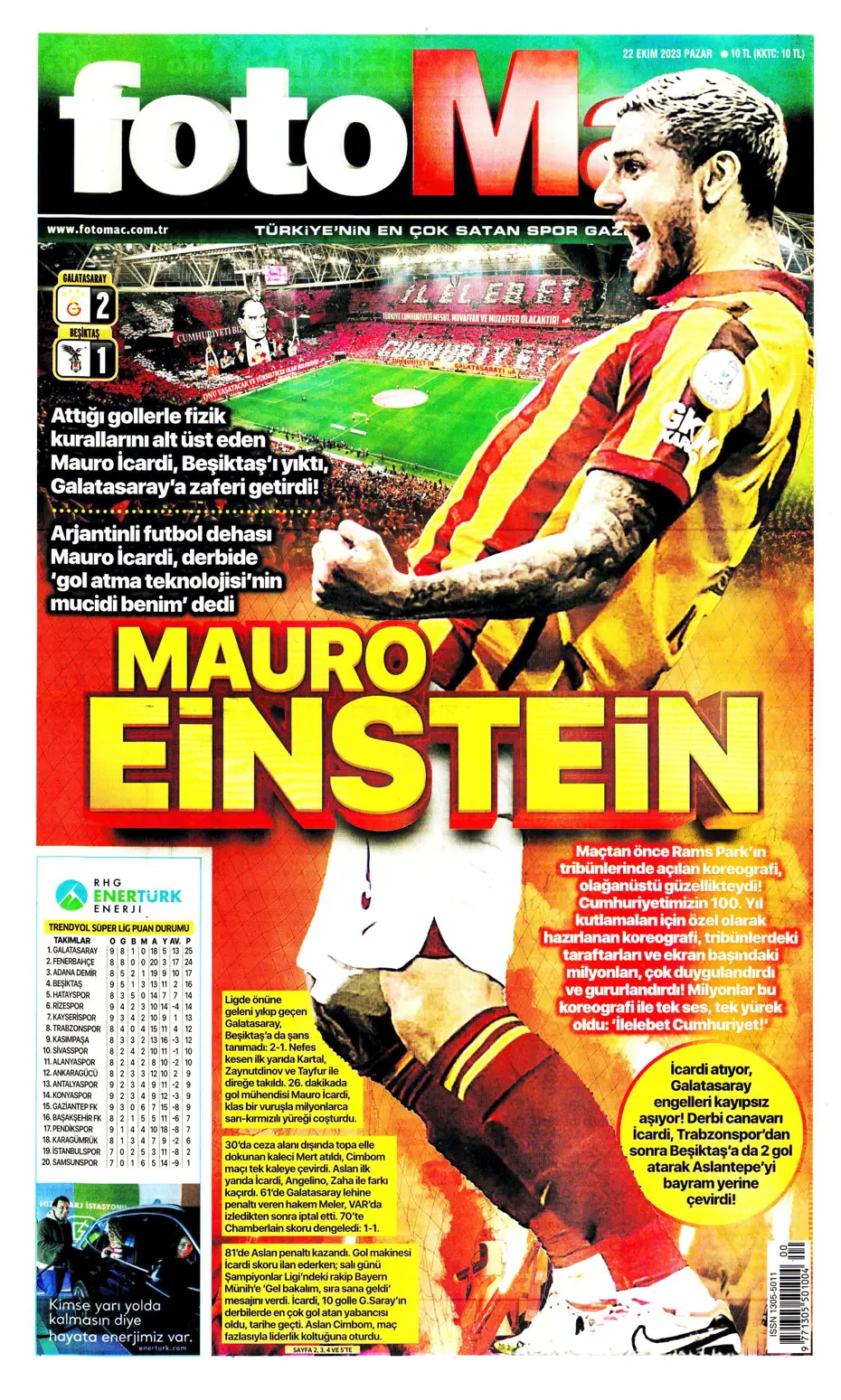 "Derbilerin Aslanı" | Sporun manşetleri (22 Ekim 2023) - 12