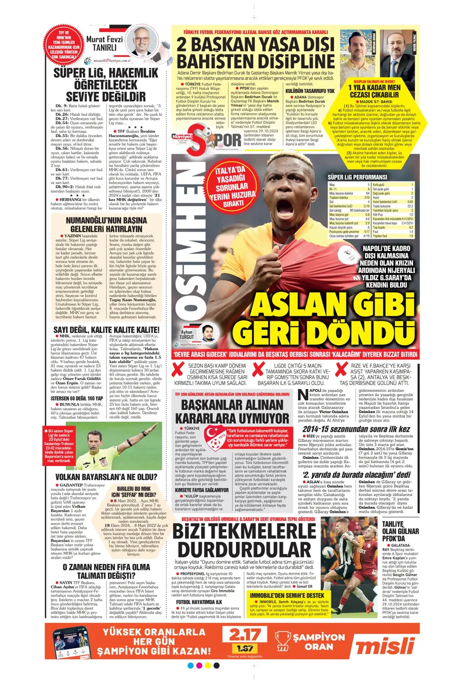 "Aslan'da Rosier harekatı" | Sporun manşetleri (31 Ekim 2024) - 18