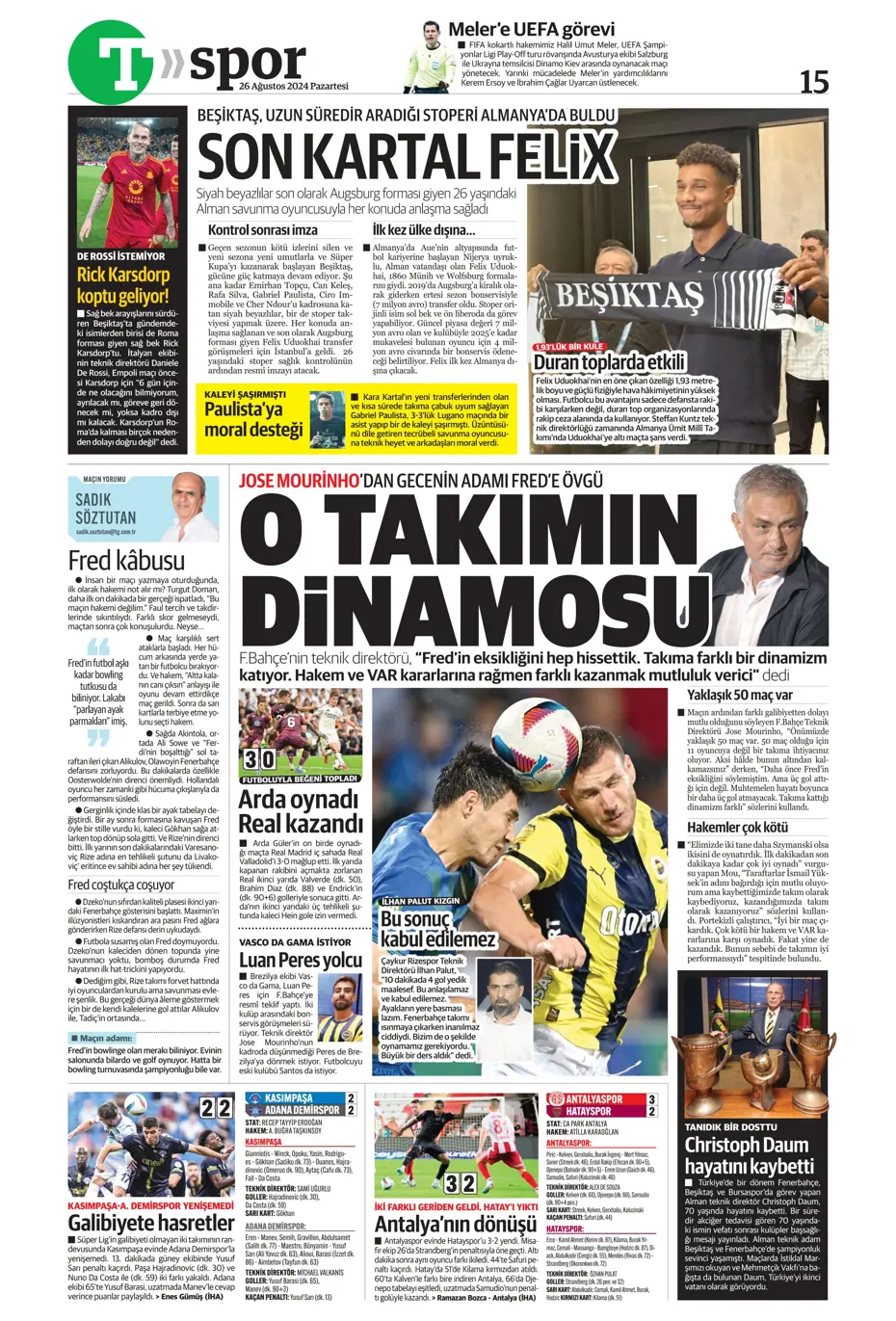 "Mou'nun planı Rize'yi dağıttı" | Sporun manşetleri (26 Ağustos 2024) - 31 "Mou'nun planı Rize'yi dağıttı" | Sporun manşetleri (26 Ağustos 2024) - 31