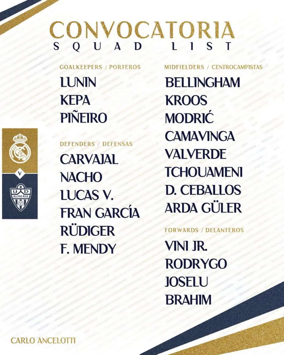 Arda Güler kadroda: Real Madrid-Almeria maçı ne zaman, saat kaçta, hangi kanalda? - 3 Arda Güler kadroda: Real Madrid-Almeria maçı ne zaman, saat kaçta, hangi kanalda? - 3