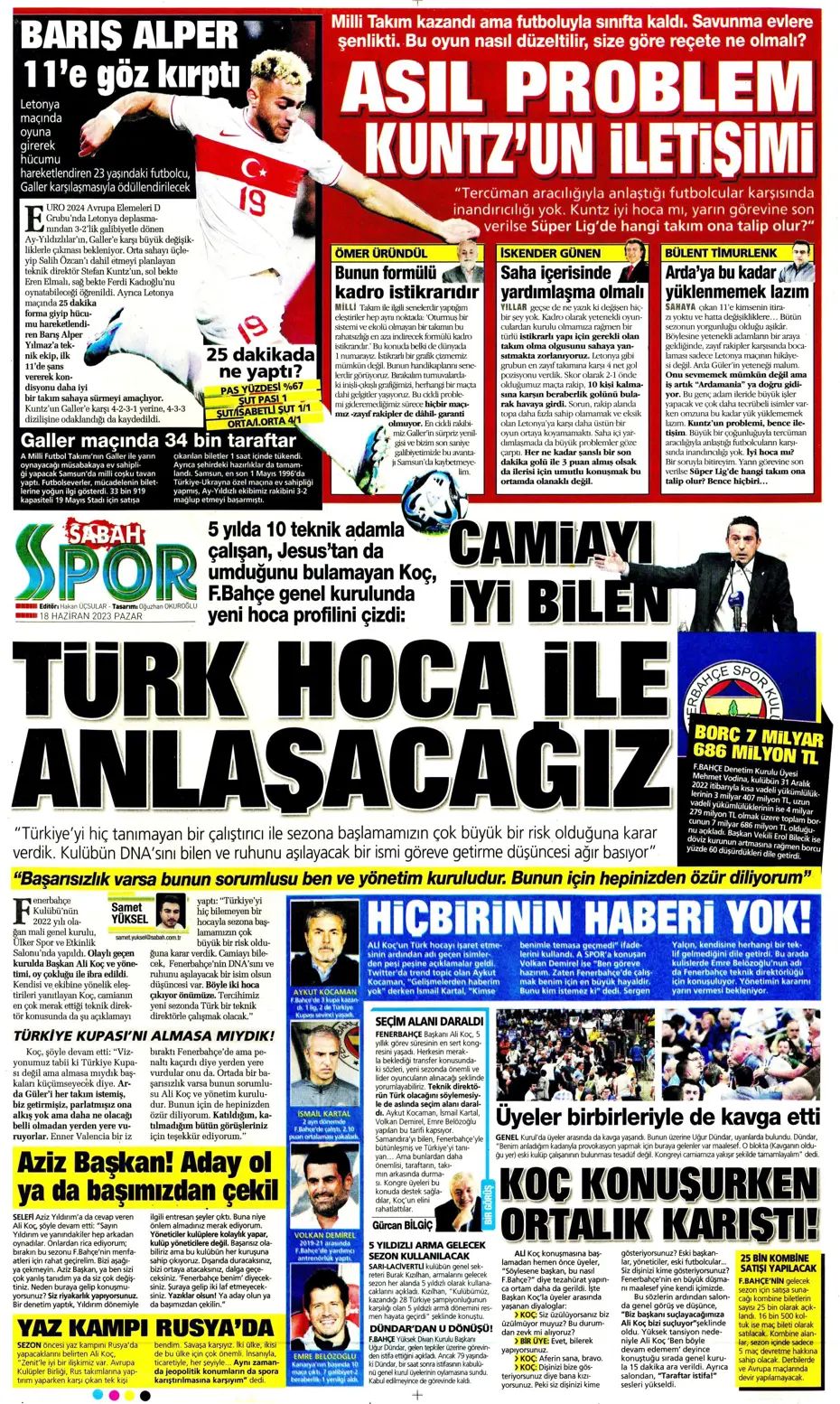 "Dzeko bavulları topluyor" Sporun manşetleri (18 Haziran 2023) - 19