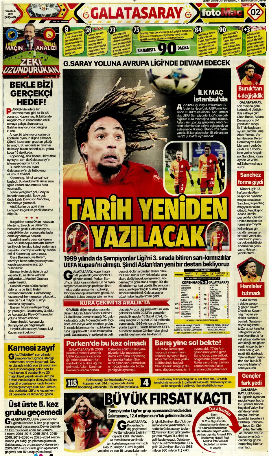 "Aslan'ın yeni yeri Avrupa Ligi" | Sporun manşetleri (13 Aralık 2023) - 10