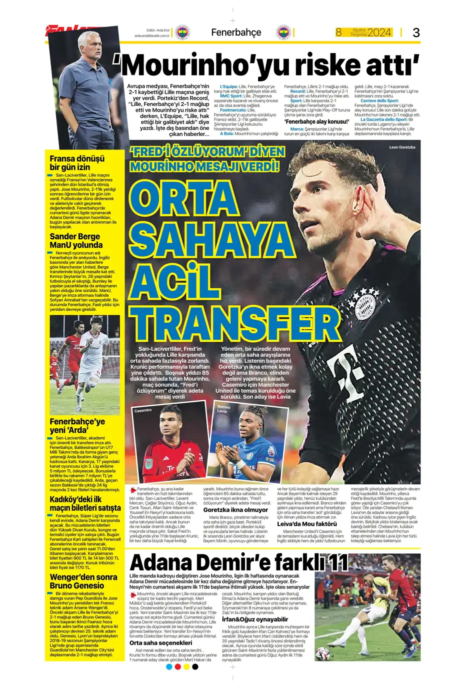 "Aslan'dan 3 yıldıza teklif" | Sporun manşetleri (8 Ağustos 2024) - 2 "Aslan'dan 3 yıldıza teklif" | Sporun manşetleri (8 Ağustos 2024) - 2