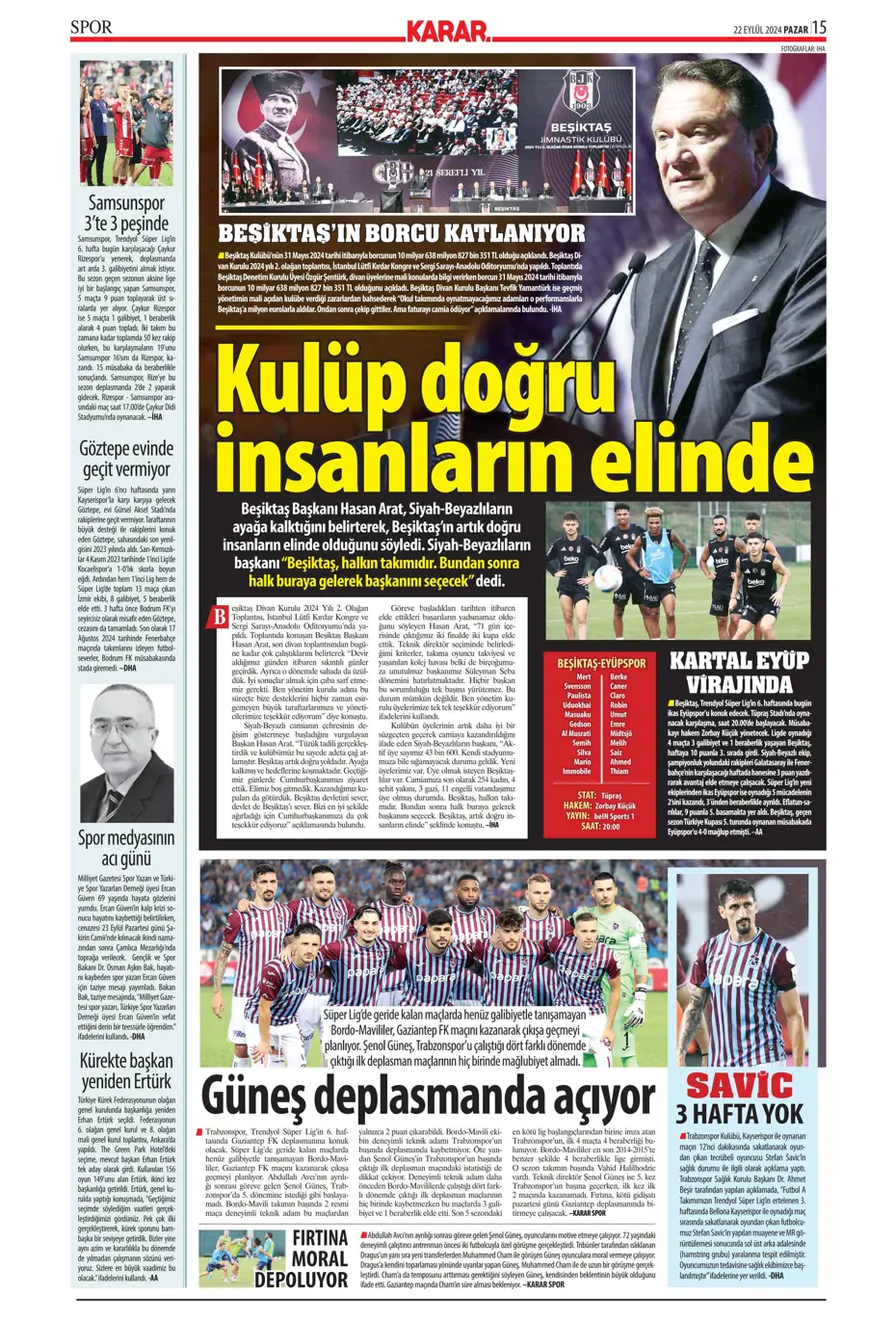 "Şampiyon Kadıköy'ü selamladı!" | Sporun manşetleri (22 Eylül 2024) - 27