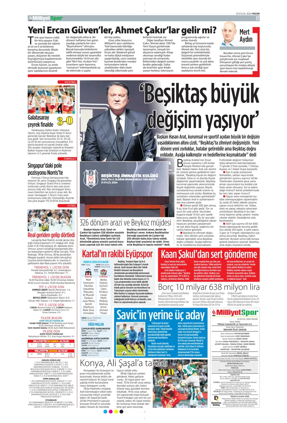 "Şampiyon Kadıköy'ü selamladı!" | Sporun manşetleri (22 Eylül 2024) - 31