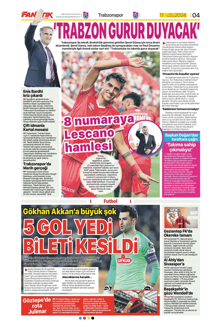 "Icardi müjdesi" | Sporun manşetleri (11 Eylül 2024) - 8 "Icardi müjdesi" | Sporun manşetleri (11 Eylül 2024) - 8