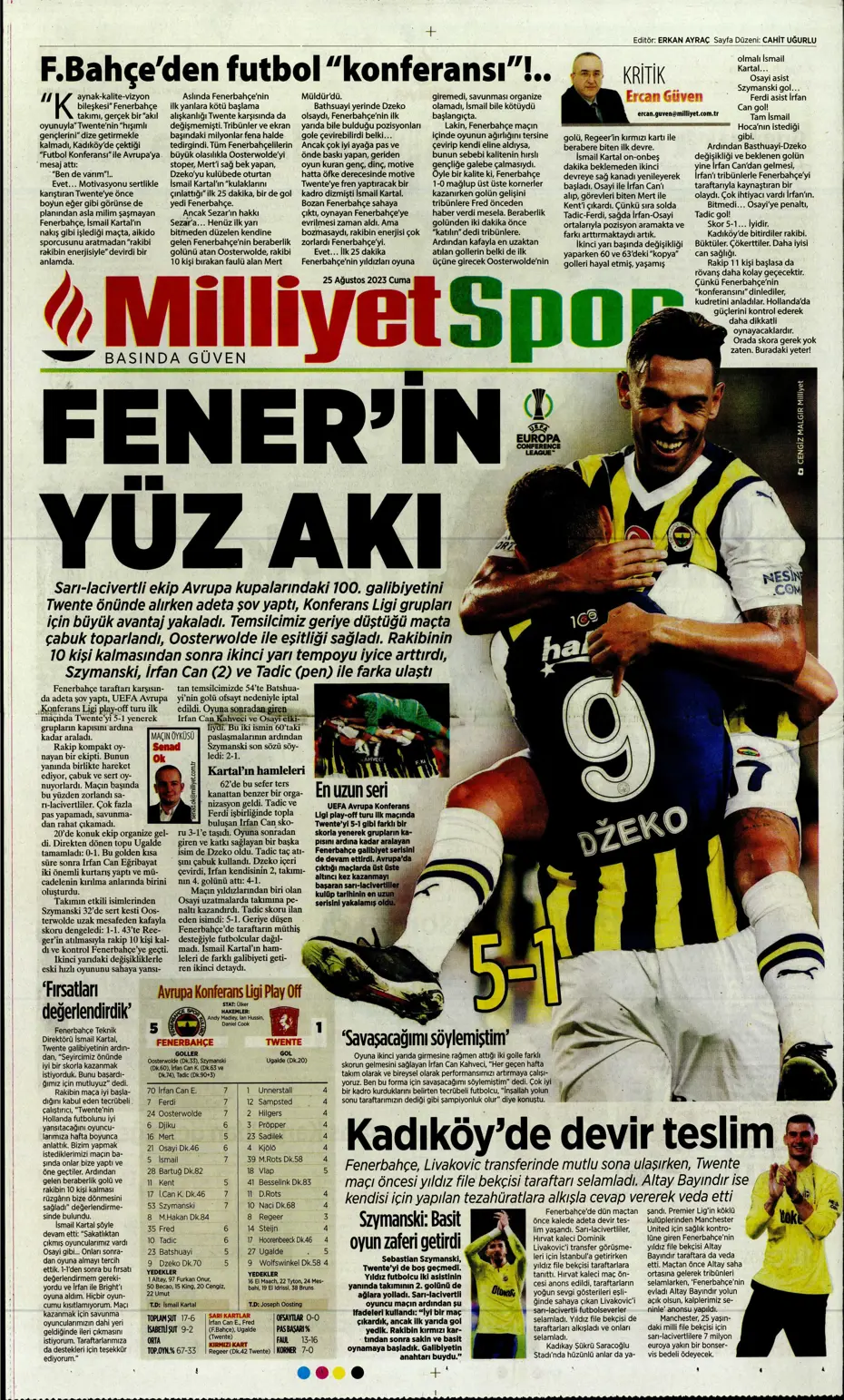 "Fenerbahçe'den 5'i 1 yerde" | Sporun manşetleri (25 Ağustos 2023) - 28