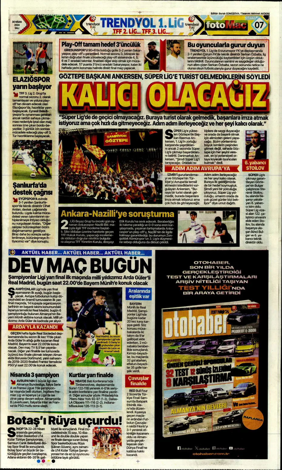 "Real'in golcüsü Aslan'a" | Sporun manşetleri (30 Nisan 2024) - 14