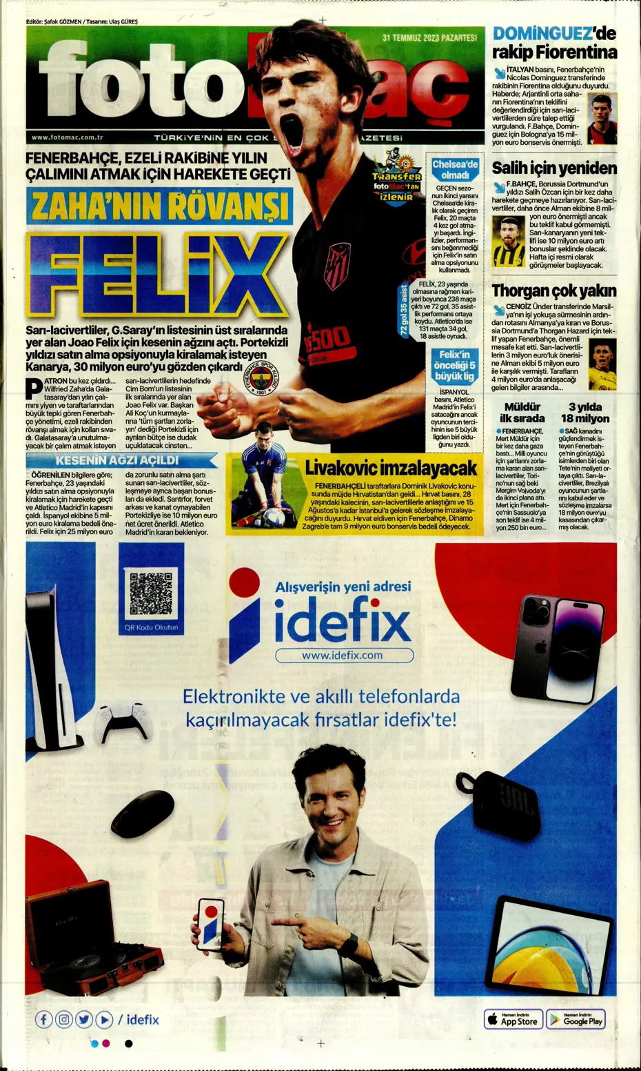 "Zaha'nın rövanşı Felix" | Sporun Manşetleri (31 Temmuz 2023) - 17