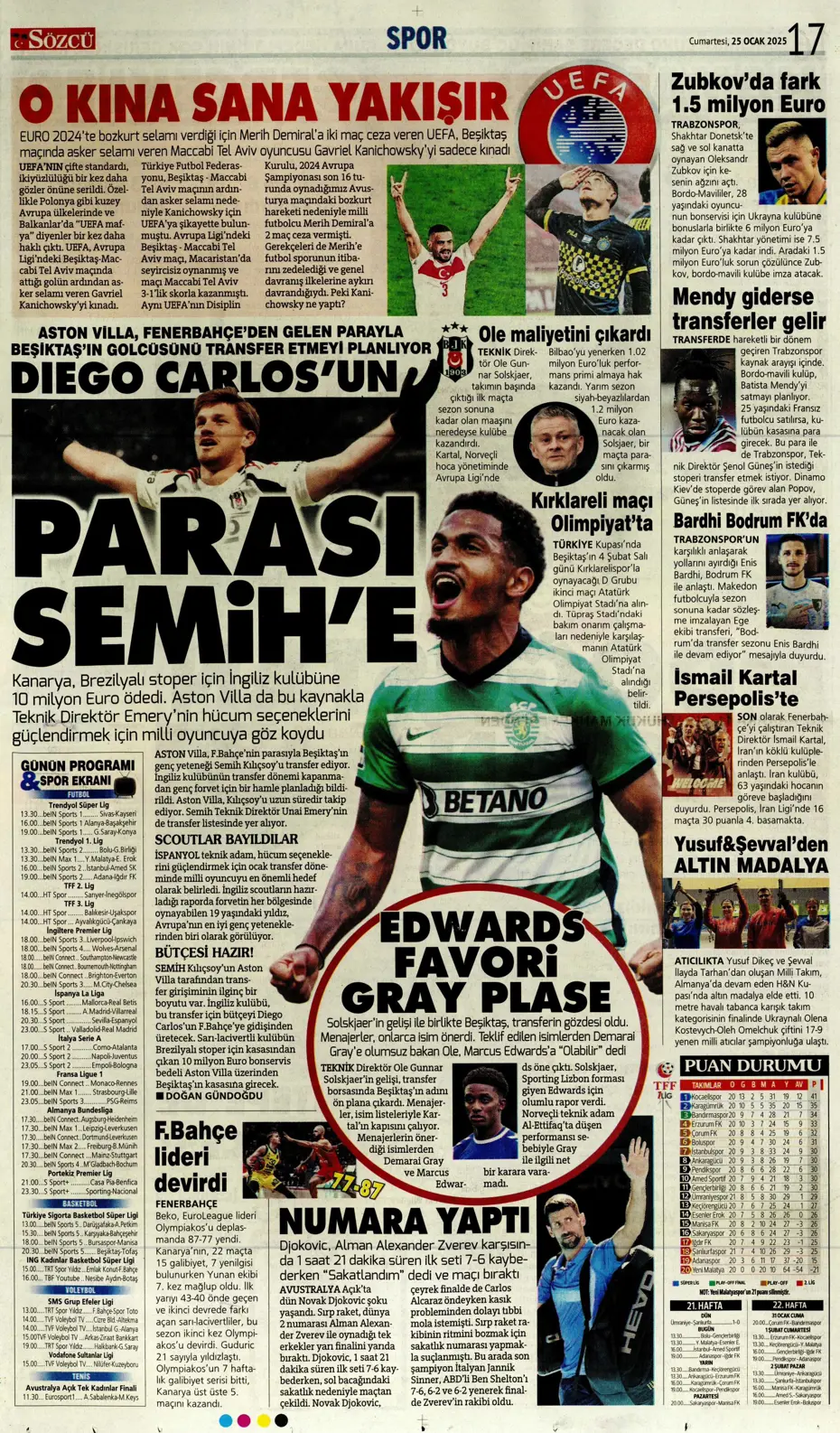 "UEFA bizi birbirimize düşürecek!" | Sporun manşetleri (25 Ocak 2025) - 28