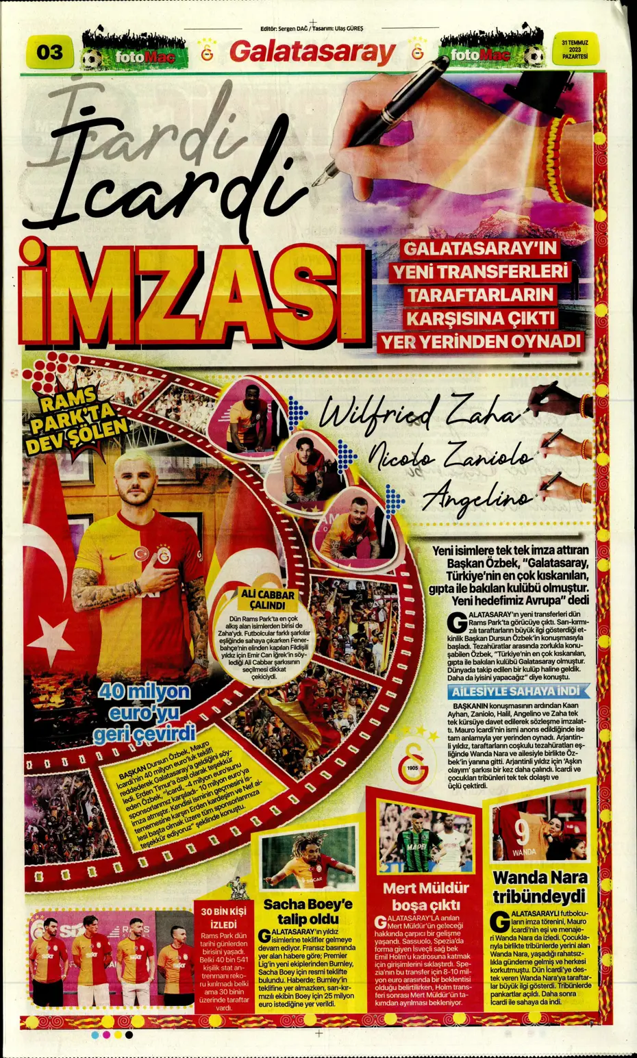 "Zaha'nın rövanşı Felix" | Sporun Manşetleri (31 Temmuz 2023) - 12