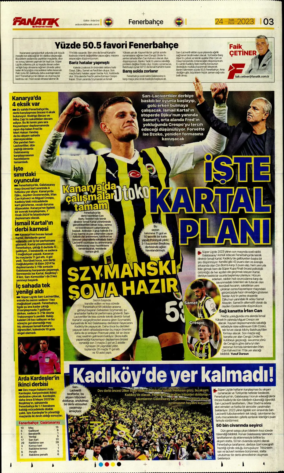 "Flick takımı görünce vazgeçti" | Sporun manşetleri (24 Aralık 2023) - 6