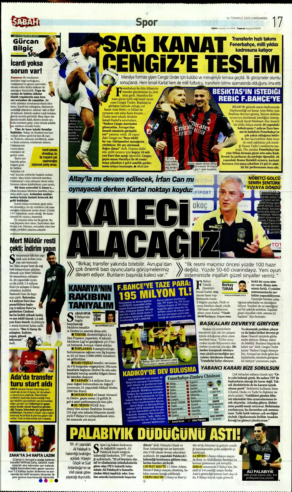 "Beşiktaş'ın istediği Rebic Fenerbahçe'ye" | Sporun manşetleri (26 Temmuz 2023) - 25