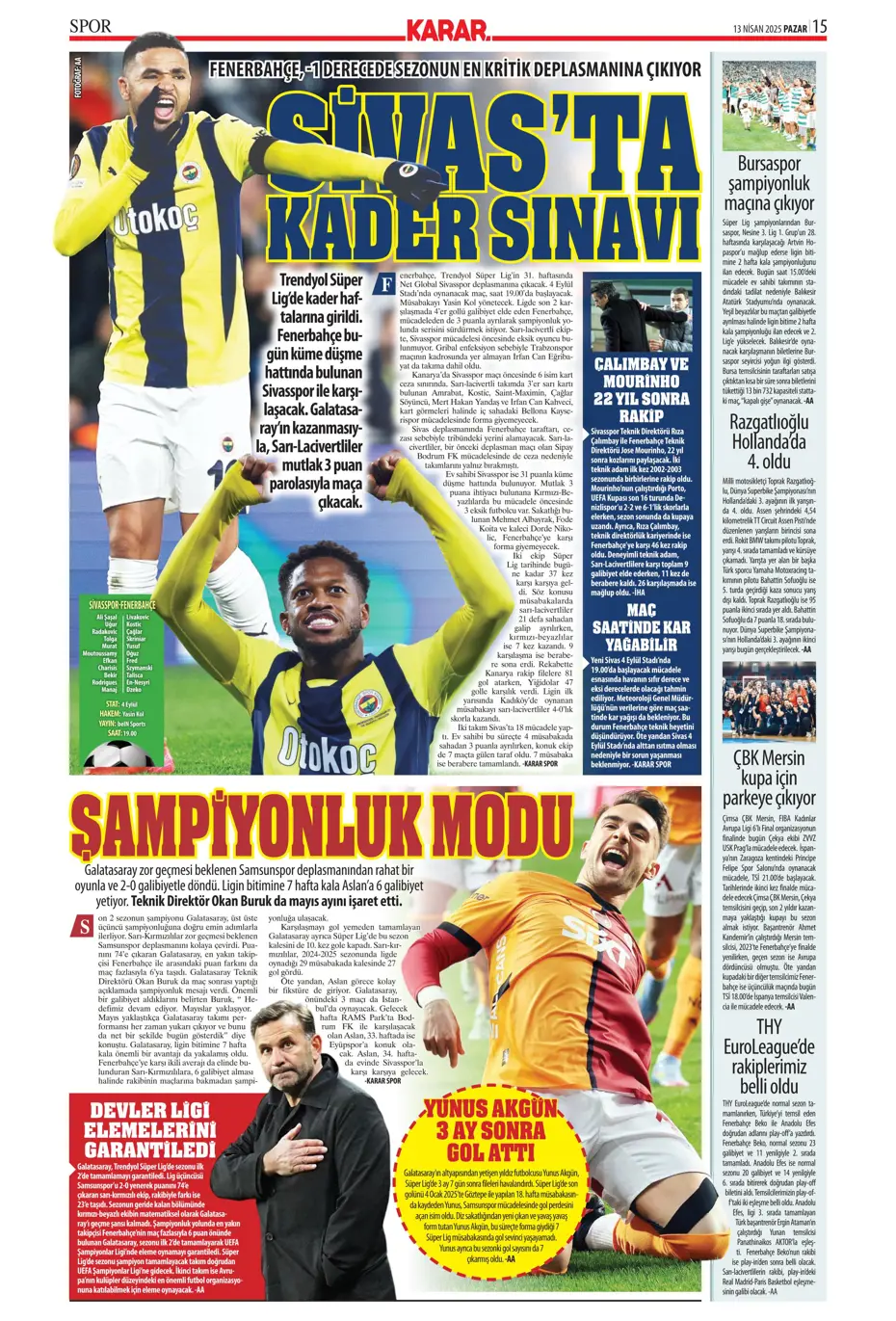 "Dzeko'nun yerine Müller" | Sporun manşetleri - 17