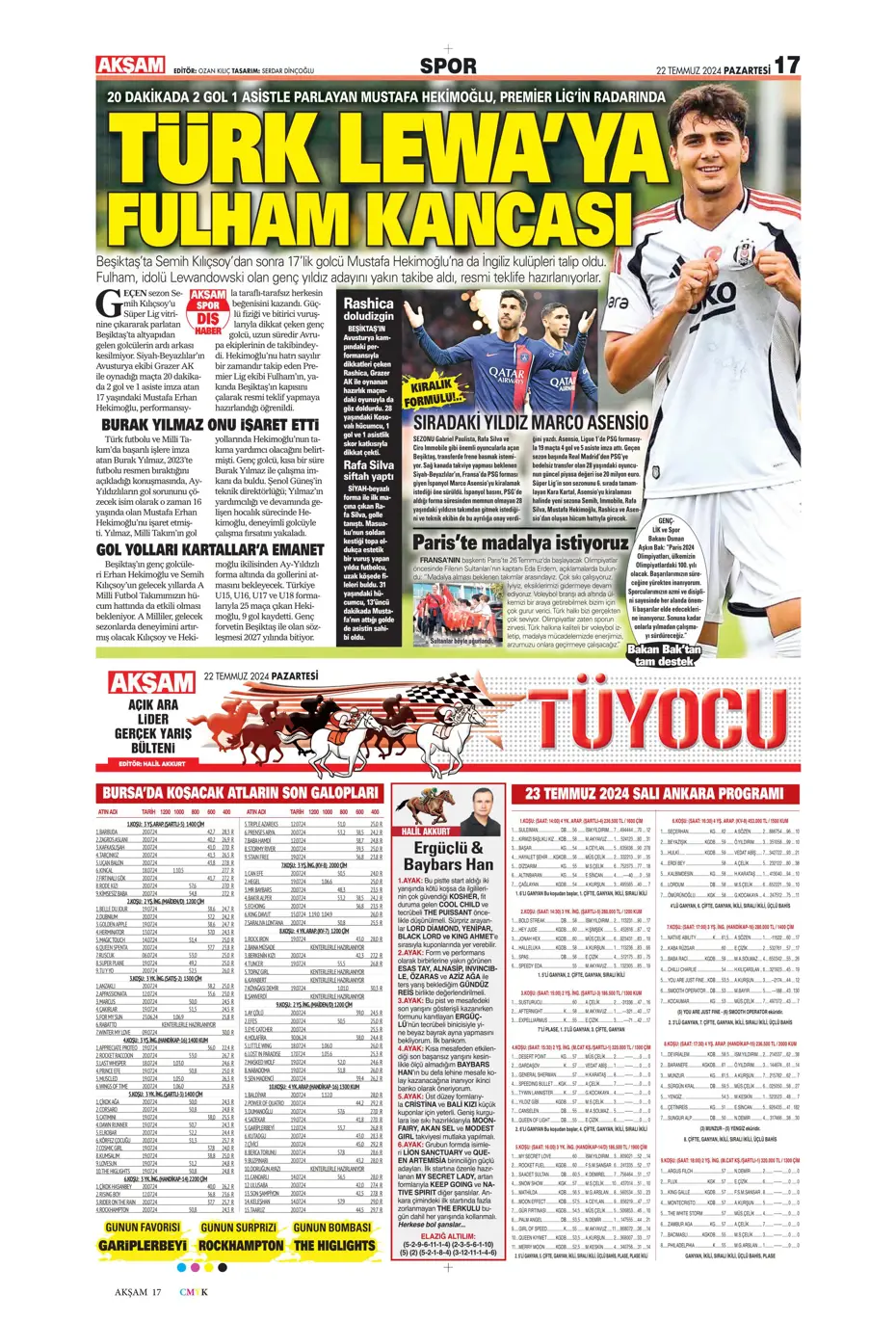 "Kara Kartal'a Asensio müjdesi" | Sporun manşetleri (22 Temmuz 2024) - 3