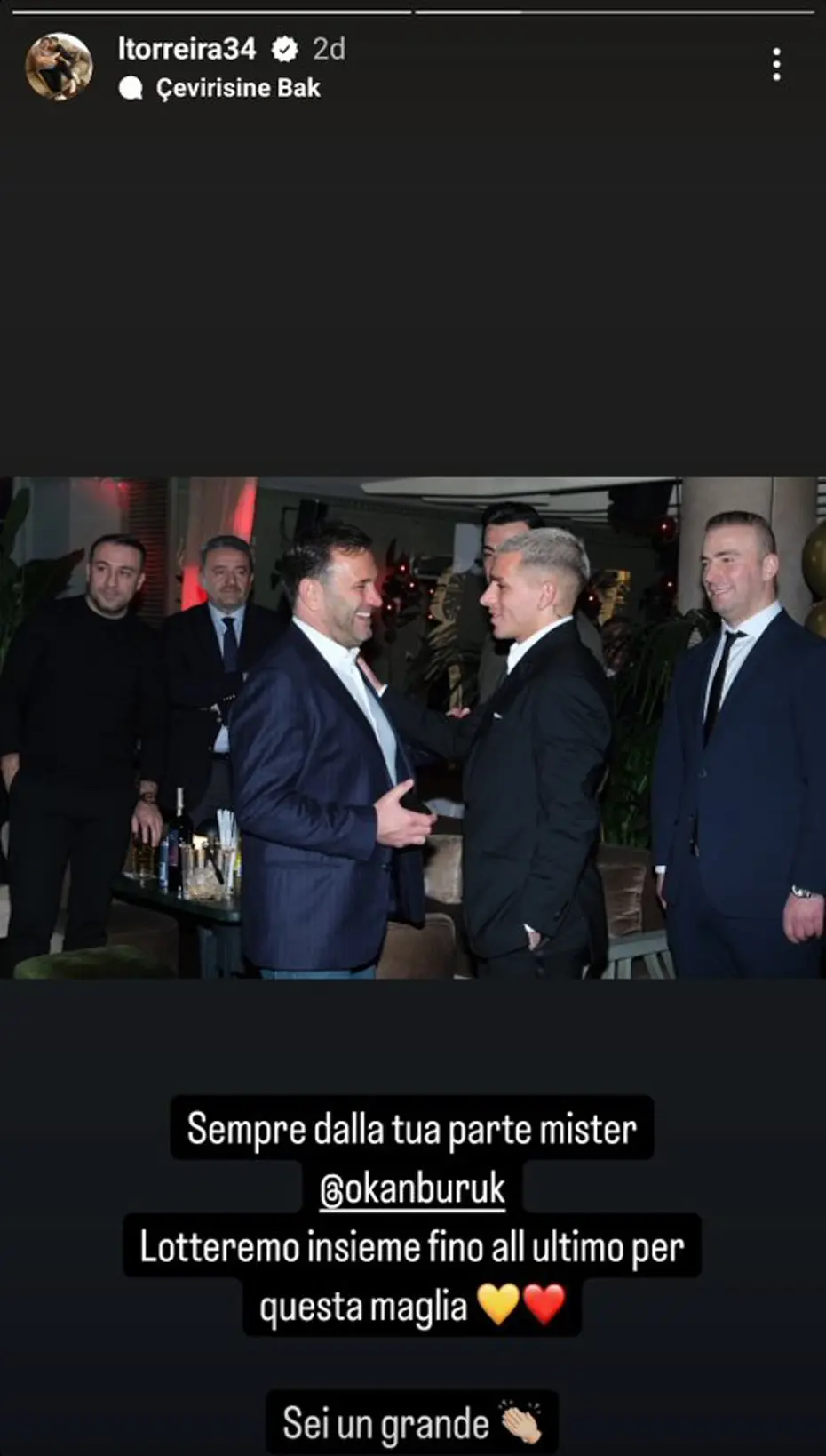 Lucas Torreira'dan eleştirilerin odağındaki Okan Buruk'a destek - 3