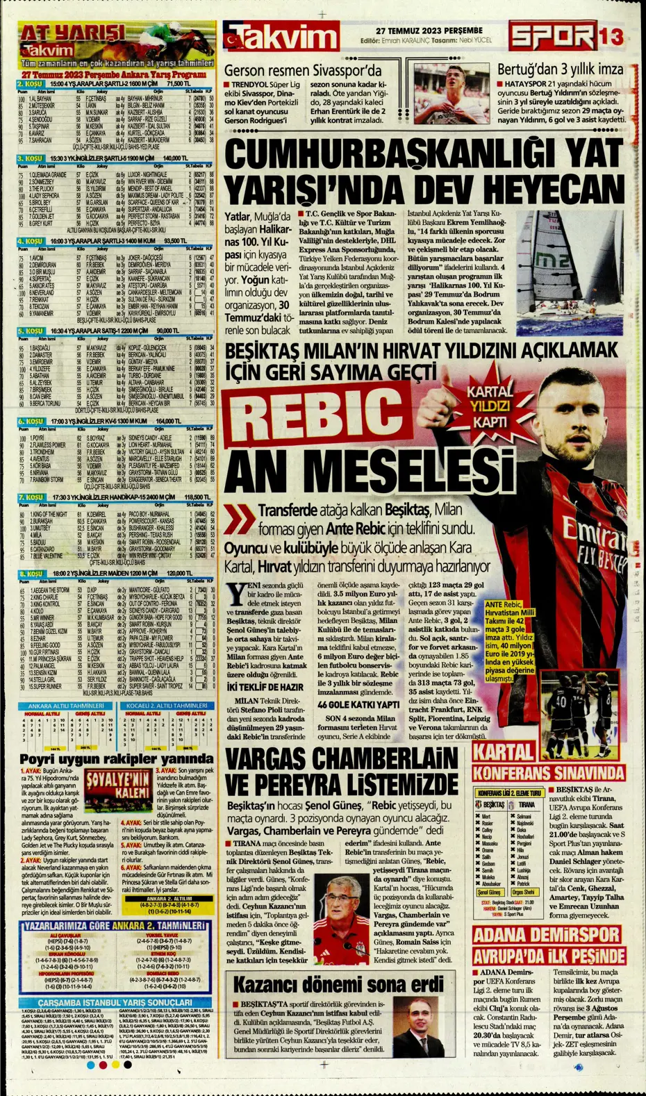 "Fenerbahçe'den gövde gösterisi" | Sporun manşetleri (27 Temmuz 2023) - 33 "Fenerbahçe'den gövde gösterisi" | Sporun manşetleri (27 Temmuz 2023) - 33