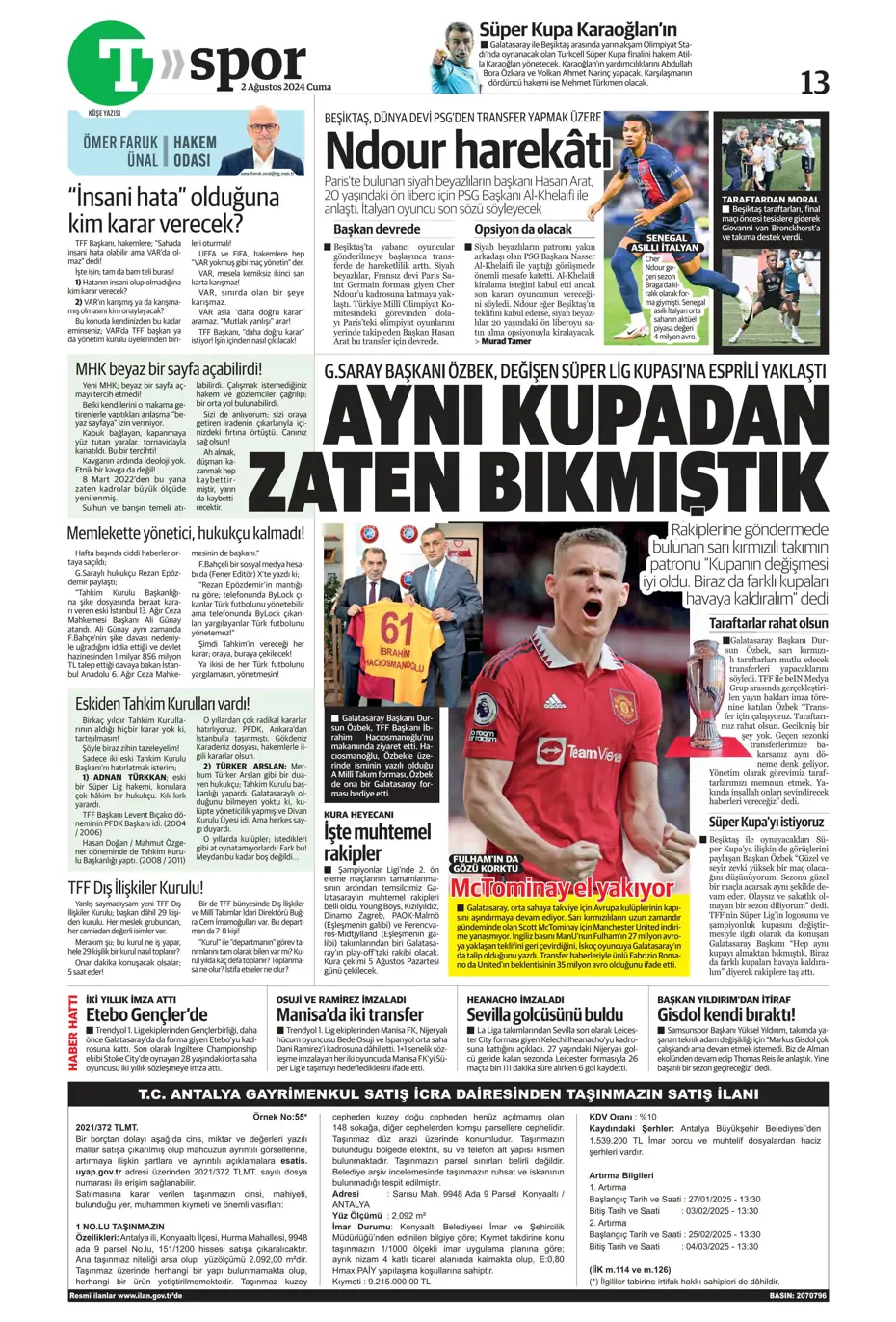 "Amrabat adım adım Kadıköy'e" | Sporun manşetleri - 32