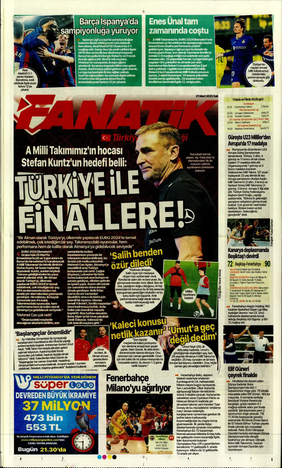 "Aslan'da transfer zirvesi" - Sporun manşetleri (21 Mart 2023) - 8